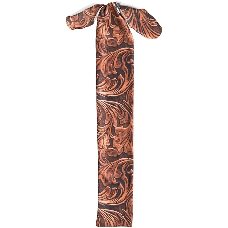 Tough1 Nylon/Spandex Braid In Tail Bag Brown Tooled Leather / 42" Long