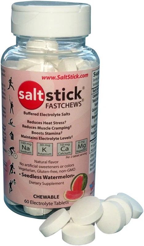 SaltStick Fastchews Electrolyte Tablets Saltstick Chewable Tablets Bottle of 60 Seedless Watermelon