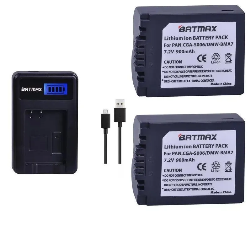 2 Bat Eria Dmw-bma7/s006e-s Para Panasonic Carregador Gh5s