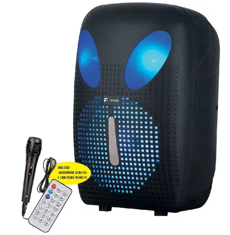 Caixa de Som Led e com Microfone Fs1061 Bluetooth Usb 180w f Sound