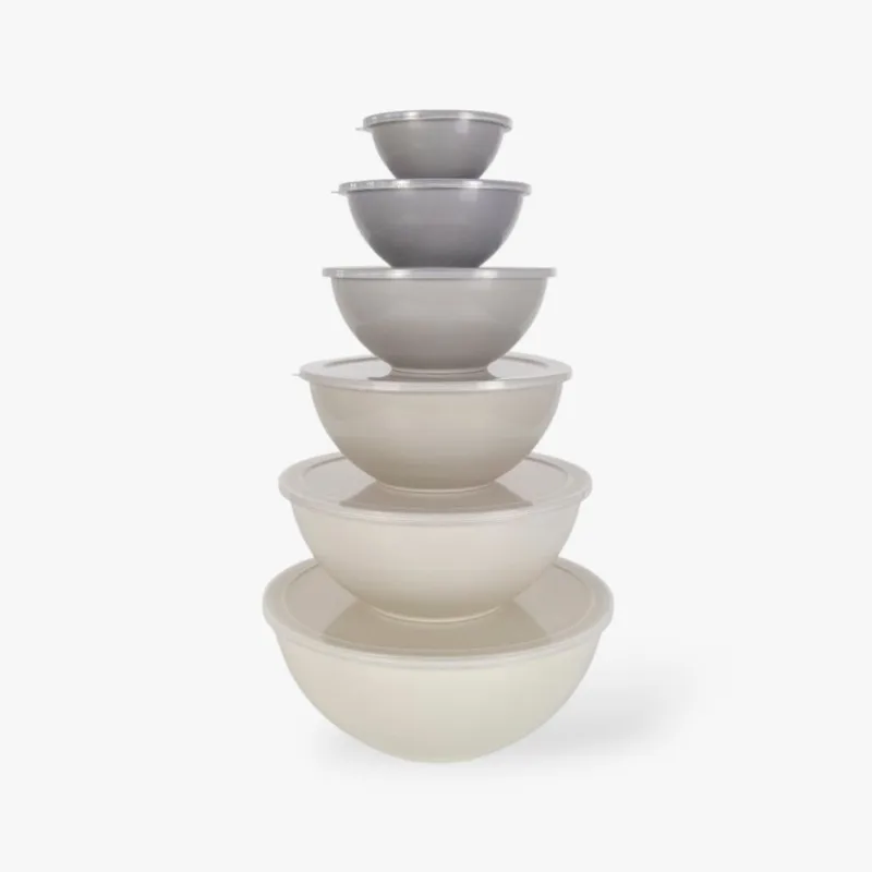 Set x 6 bowls con tapa de plástico Blanco