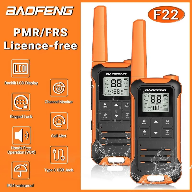2pcs Baofeng F22 Mini Walkie Talkie Pmr446 Frs Longo Alcance Po