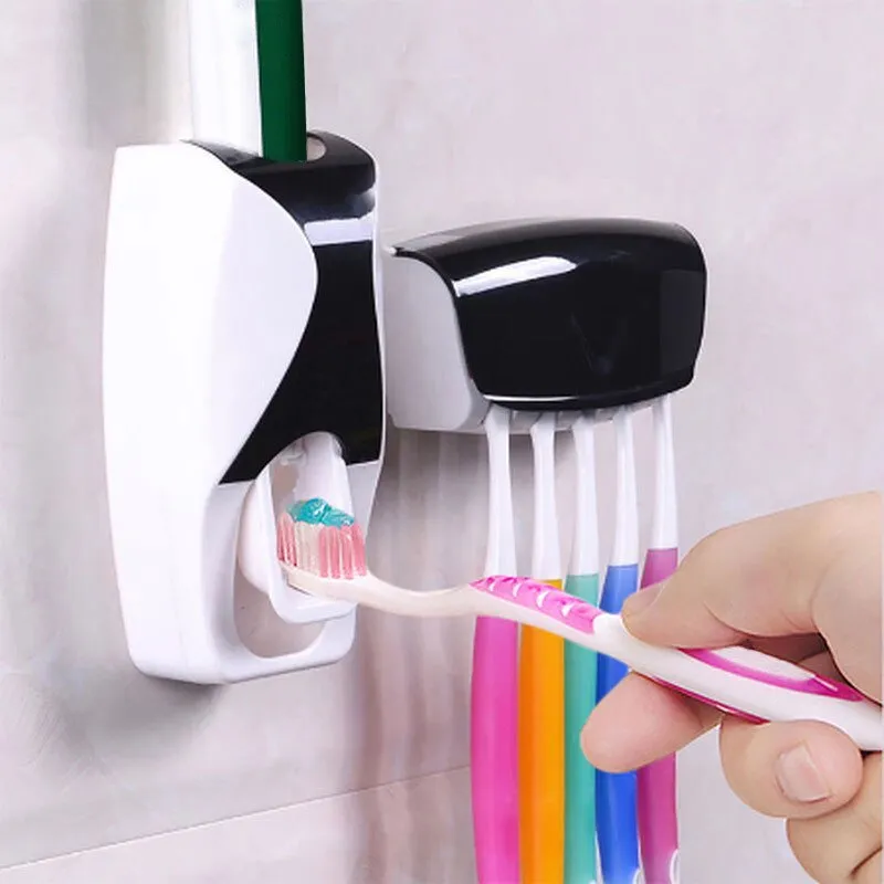 2pcs Dispensador De Pasta De Dente Automática Montagem Na Parede À Prova De Poeira Para