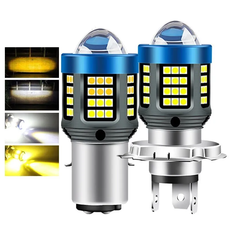 1pc H4 Ba20d H6 Led Motocicleta Farol Csp Dual Color Whith