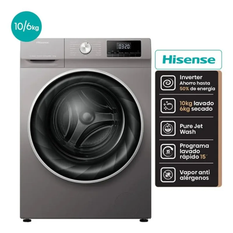 Lavasecarropas Hisense 10/6 Kg Inverter WDQY1014T
