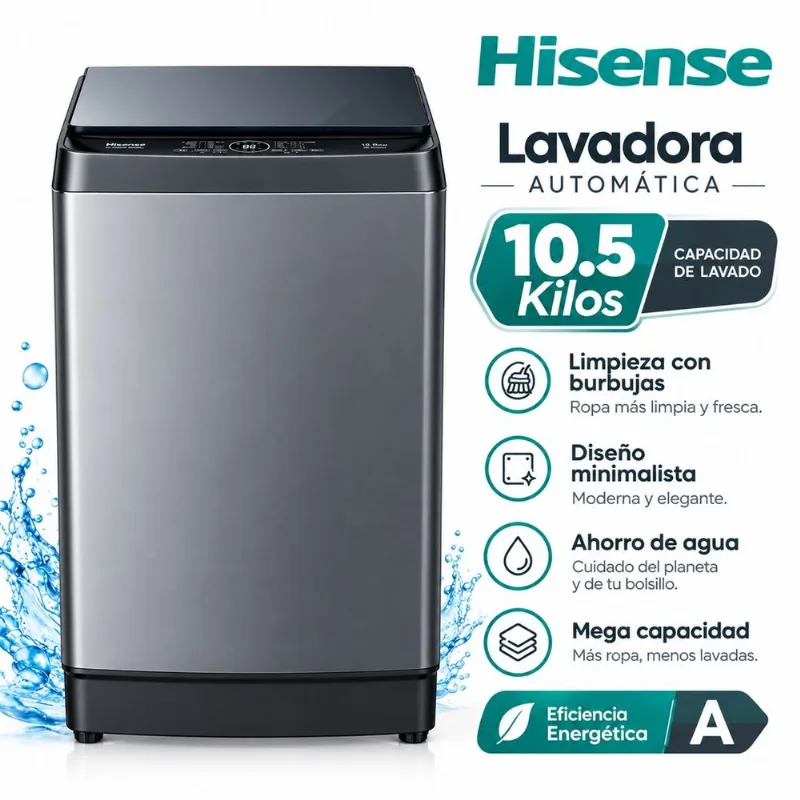 Lavadora Hisense 10.5 kg Carga Superior WT3K1131UT Gris Oscuro