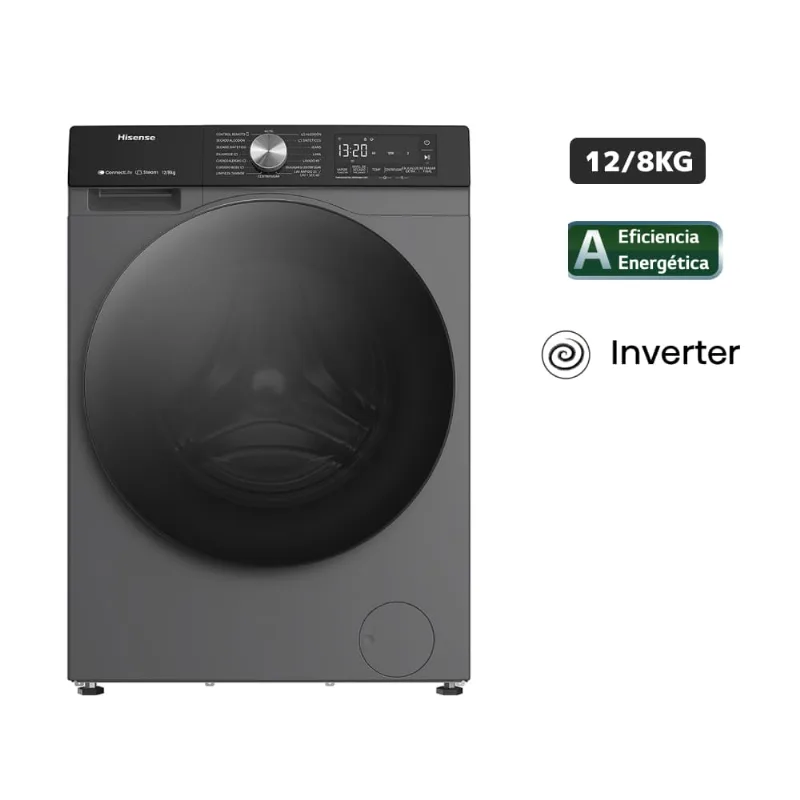 Lavaseca HISENSE 12Kg/8Kg Carga Frontal WD3S1243BT Tatanium Gray
