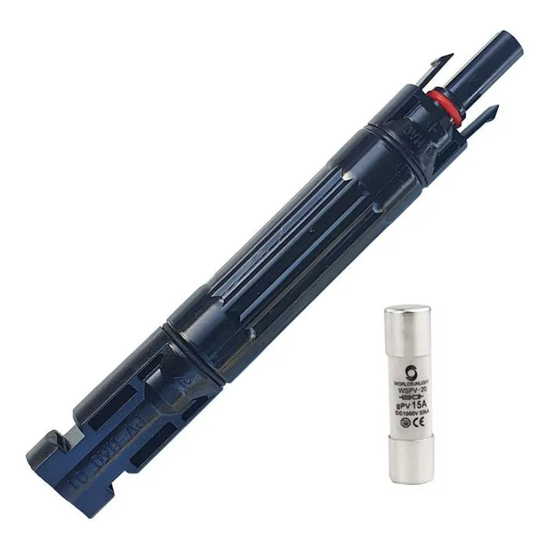 Conector Mc4 Com Fusível 15a Inline Gpv Energia Solar 10x38