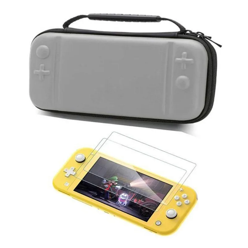 Case Nintendo Switch Lite Com Alça Mão + 2 Películas De Vidro