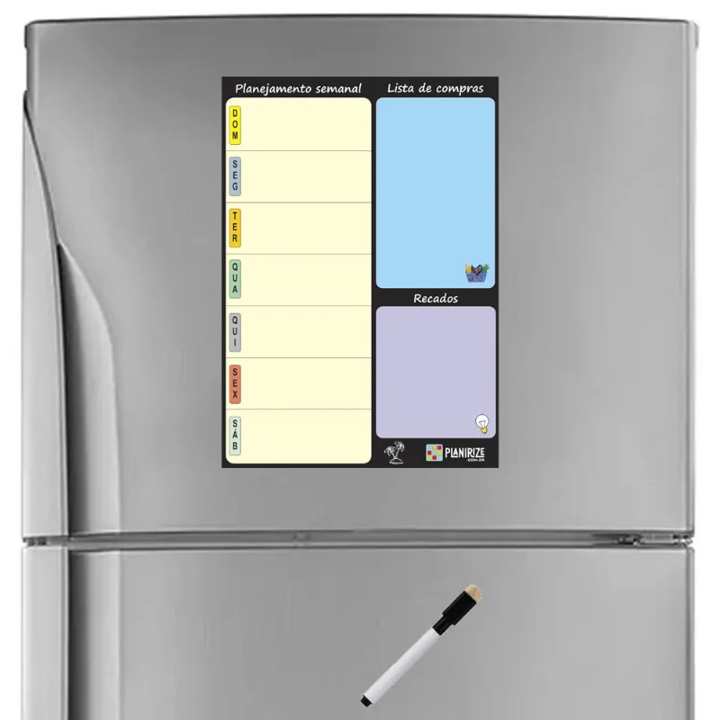 Quadro Planejador Semanal Magnético 30x21cm A4 Para Geladeira Planner Organizar Compromissos Aulas Estudos Dieta Tarefas
