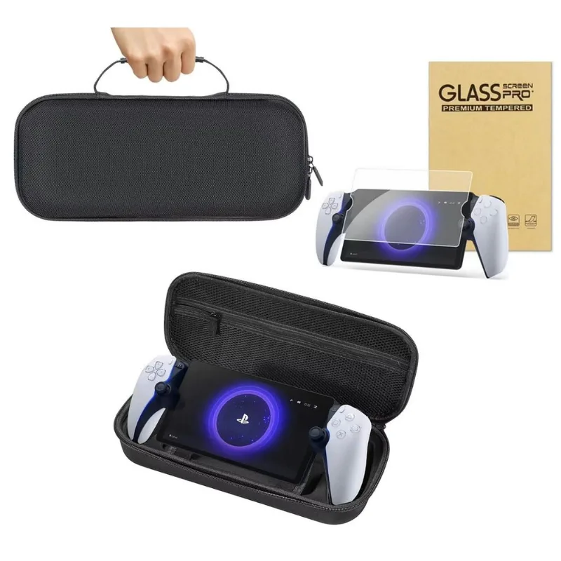 Estojo Portal Ps5 Case Rígido Preto + Película De Vidro