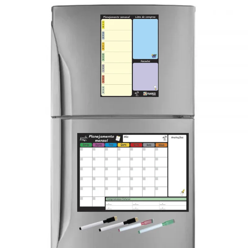 Kit Planner Semanal Mensal Quadro Magnético Imã Canetas