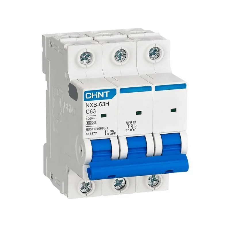 Disjuntor Tripolar NXB-63H Proteção Contra Sobrecarga Curto-Circuito 10kA Bivolt Inox Chint 6A