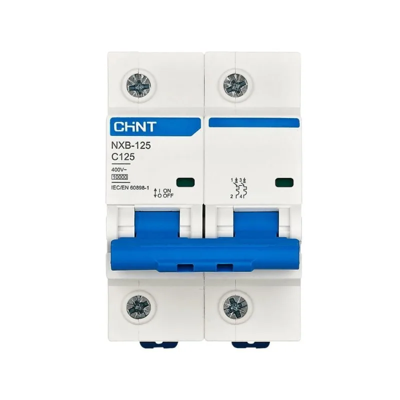 Disjuntor Bipolar NXB-125 Proteção Contra Sobrecarga e Curto-Circuito Curva C Inox Chint 125A