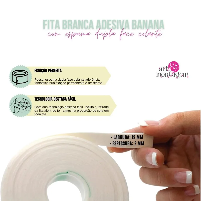 Fita Adesviva Banana Dupla Face 19 mm 2 metros