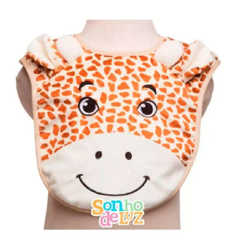 Babador De Bebê Impermeável Girafa Laranja - Sonho De Luz