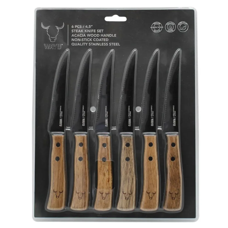 Set de Cuchillo Premium Mango Madera 6 un.