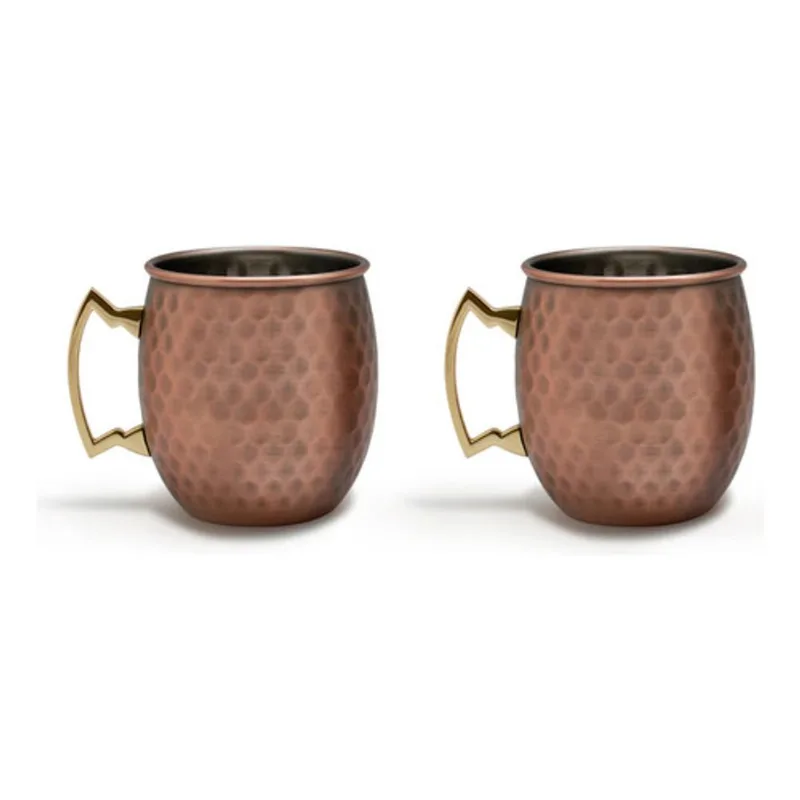 Set 2 Jarros Vasos Mug Wayu Copper Acero Inoxidable Cobre