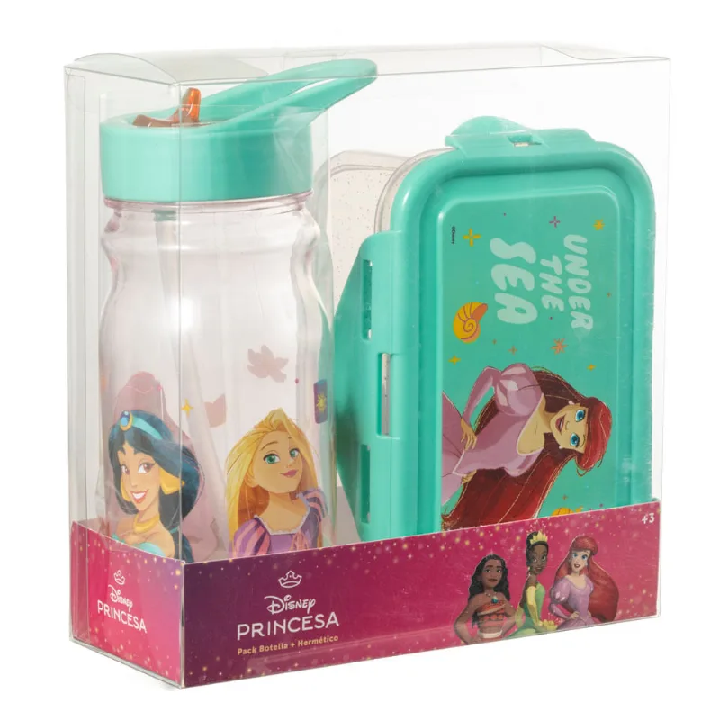 Set PRINCESAS Botella + Táper Hermético 2un