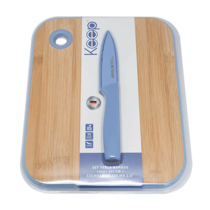 Set Tabla Bamboo 26cm + Cuchillo 8cm Keep
