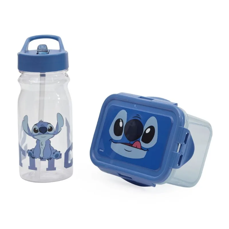 Pack 2 Piezas Taper hermético y Botella Stitch Disney