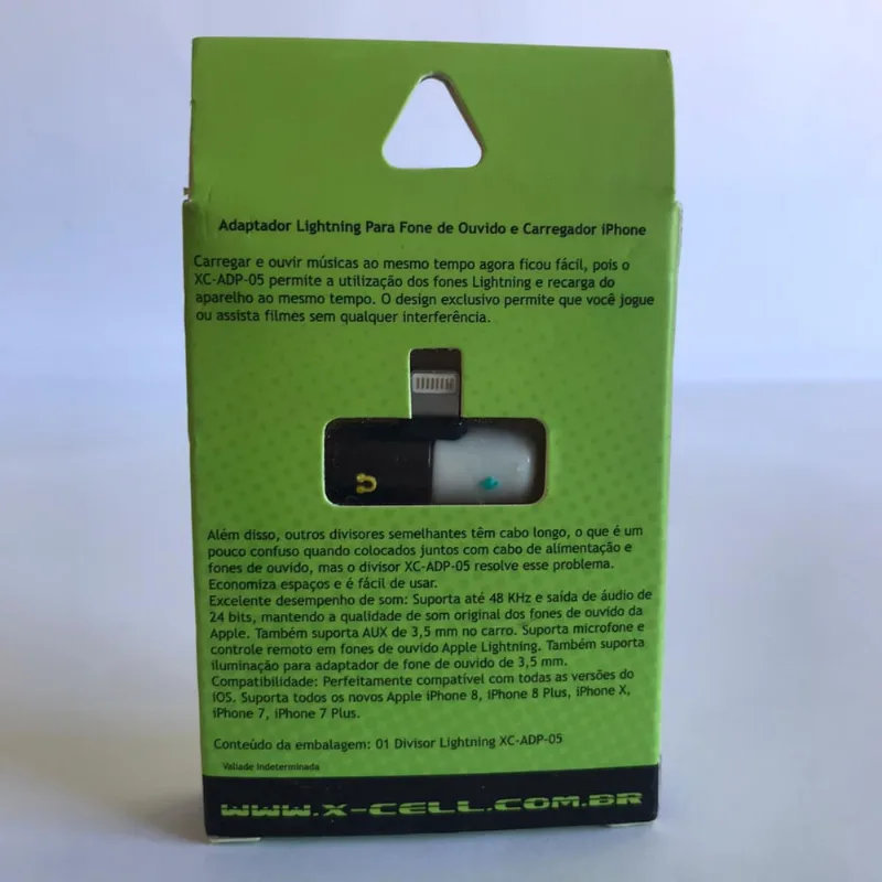 Adaptador Lightning Para Fone E Carregador -Cor Preto/Branco