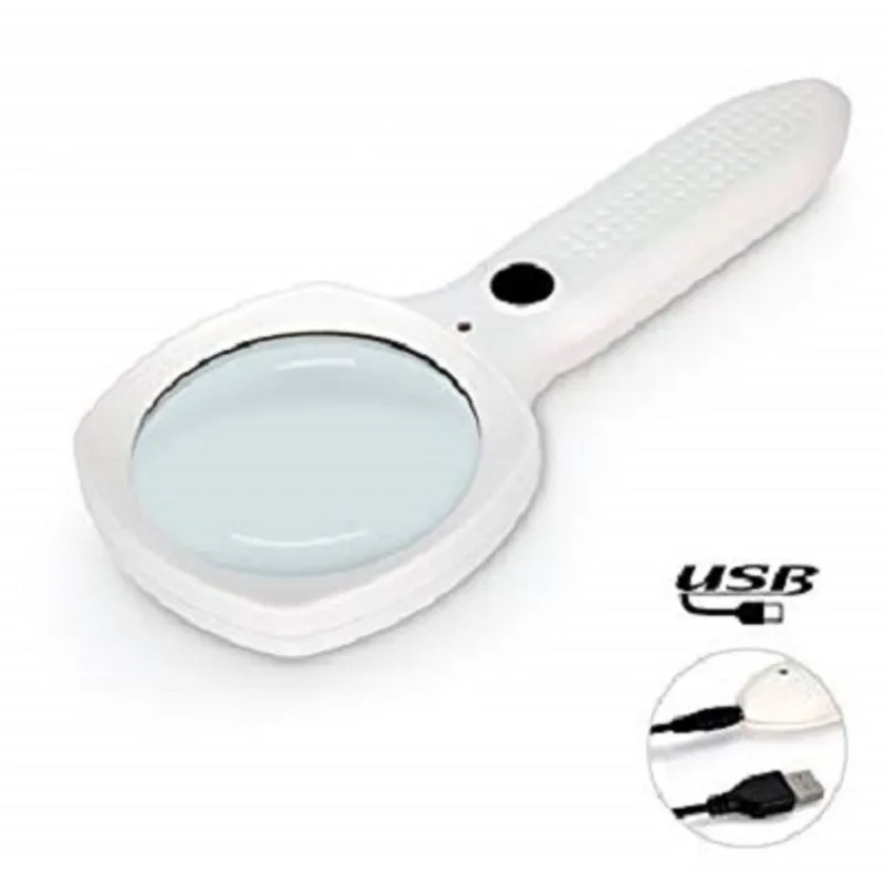 LUPA PARA ESTETICA DE MAO LUZ LED 2 LEDS BRANCO PROFISSIONAL AUMENTO ATE 13X PARA ANALISE DE PELE RECARREGAVEL