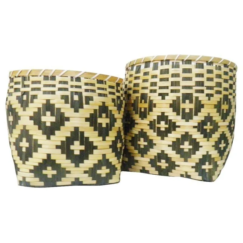Kit 2 Vaso Decoração Palha Artesanal AB Mídia