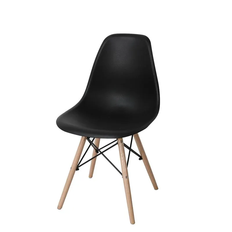 Cadeira Eames Preto para Mesa de Jantar com Base Madeira Coisas e Coisinhas