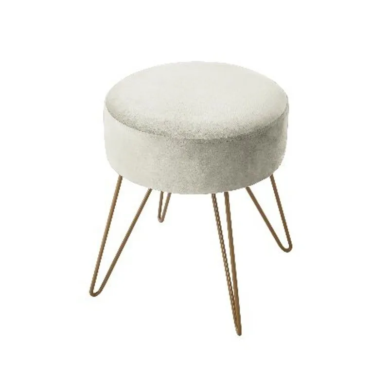 Puff Em Veludo C/ Base Em Metal Cinza Coisas e Coisinhas