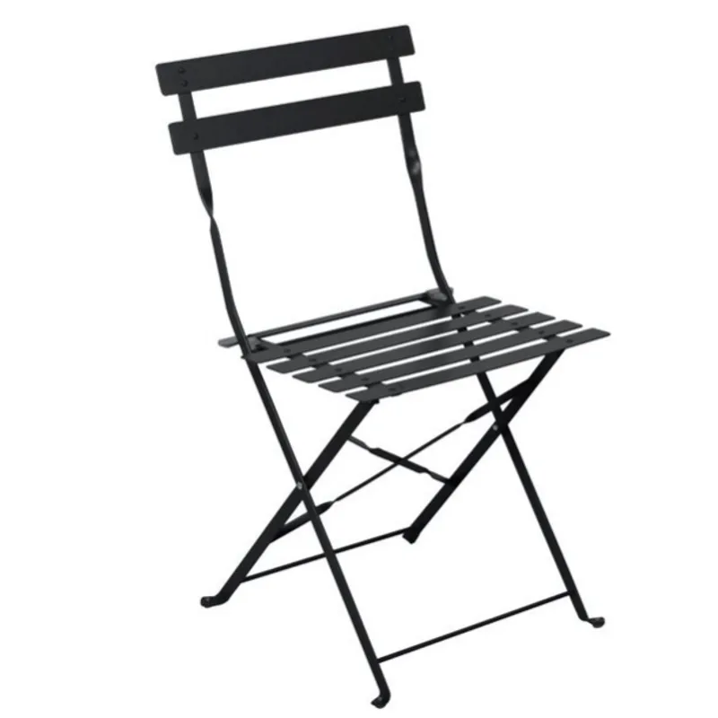 Cadeira Dobravel Em Aco Preto