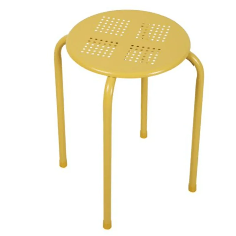 Banquinho Furinhos Em Aco Amarelo
