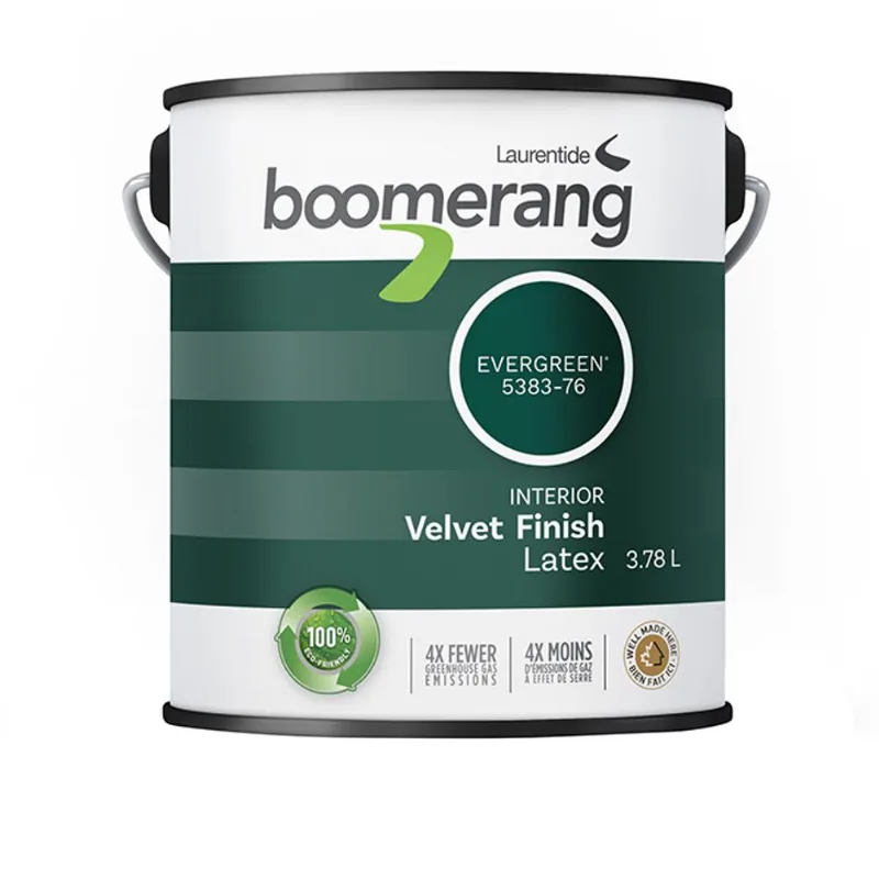 Boomerang Recycled Interior Acrylic Latex Paint - Low VOC - Velvet - Evergreen - 3.78 L