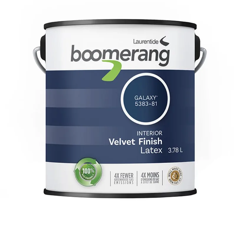 Boomerang Recycled Interior Acrylic Latex Paint - Low VOC - Velvet - Galaxy - 3.78-L