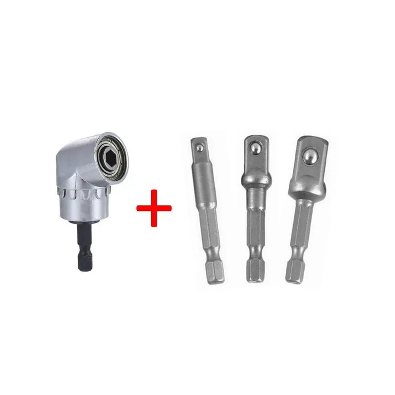 Adaptador Angular C/ 3 Adaptadores P/ Soquetes - Kit Versátil P/ Parafusadeira E Furadeira