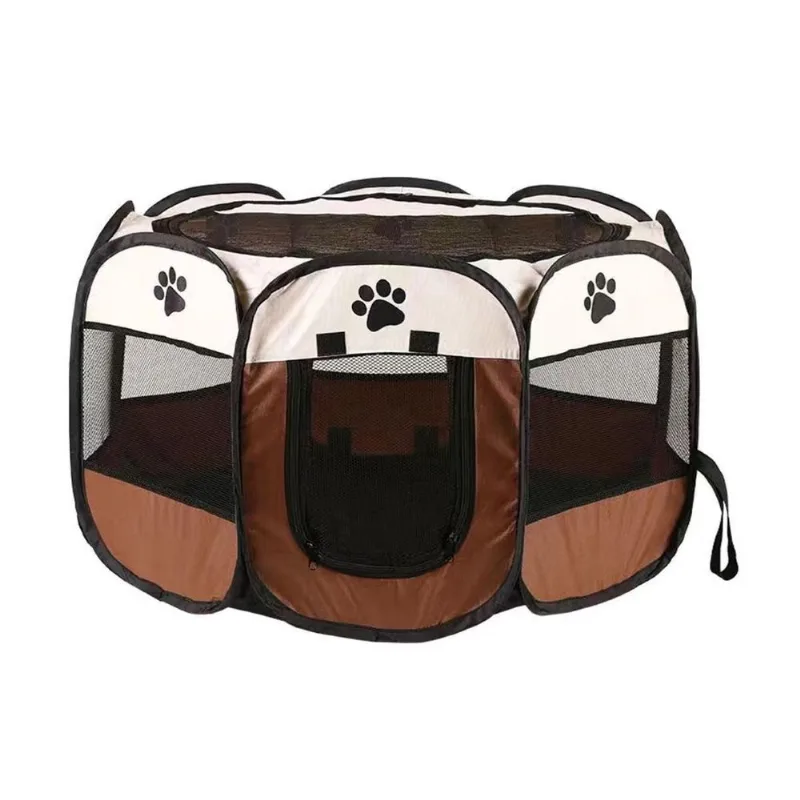 Cercado Pet Dobrável Cercadinho Cães Gatos 88 X 60cm Marrom