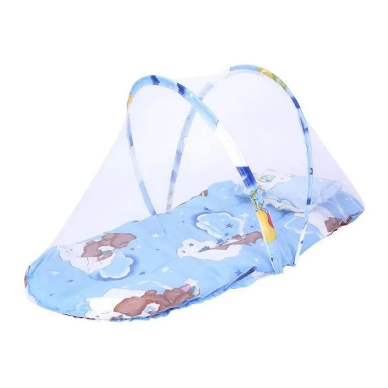 Berco De Bebe Portatil Mosquiteiro Infantil Tenda Colchonete Cercadinho Cama Dobravel Menino Azul