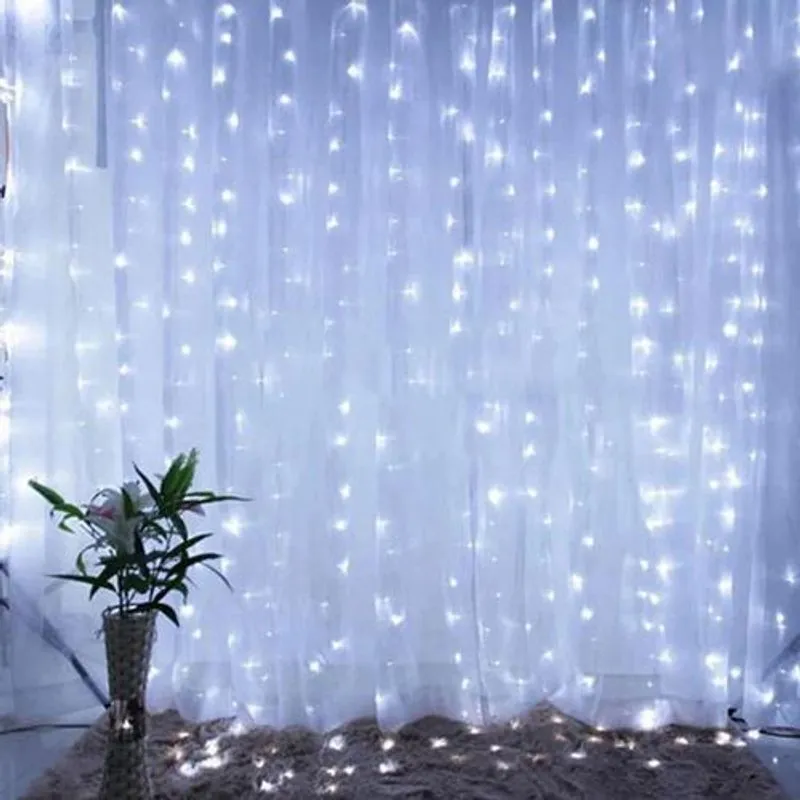 Luz De Natal Cortina 304 Lâmpadas Led Brancos 8f 3x2m 127v