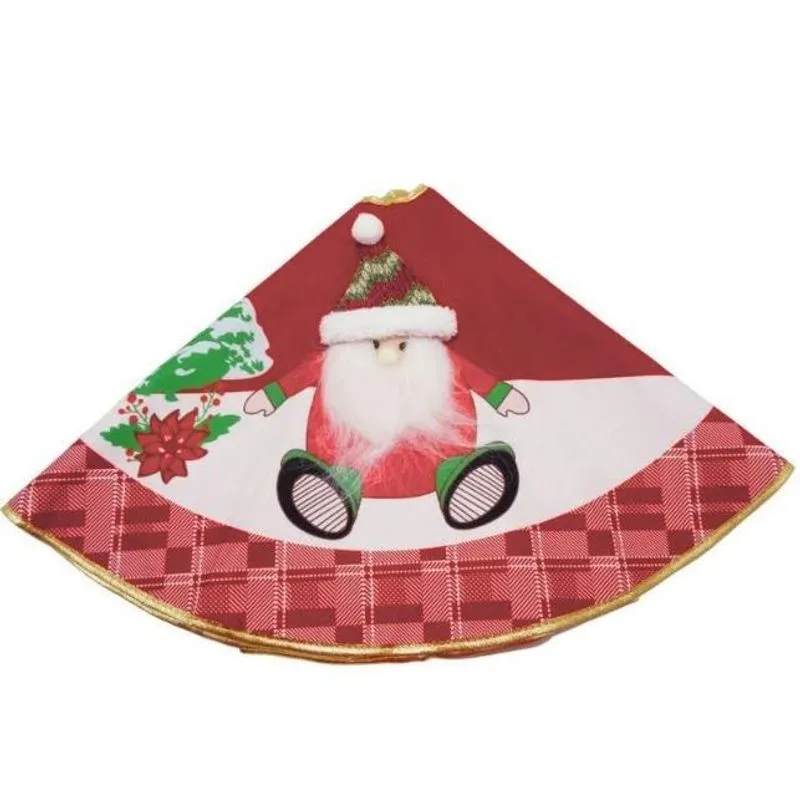 Saia Tapete Árvore Natal Vermelha Papai Noel Sentado 3d 90cm