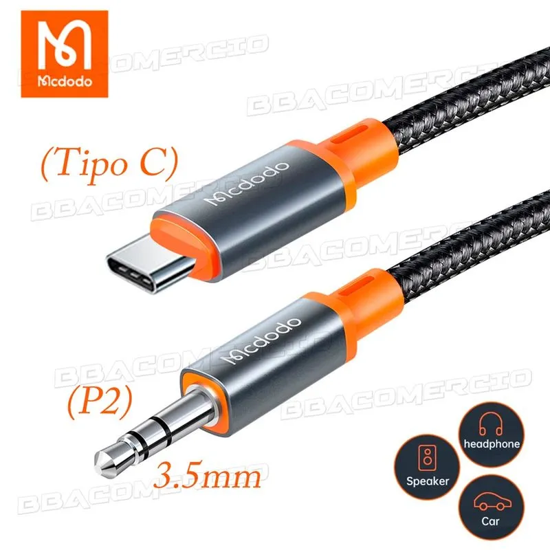 Cabo Auxiliar Tipo C P2 3.5mm Motorola Samsung Xiaomi S10s20
