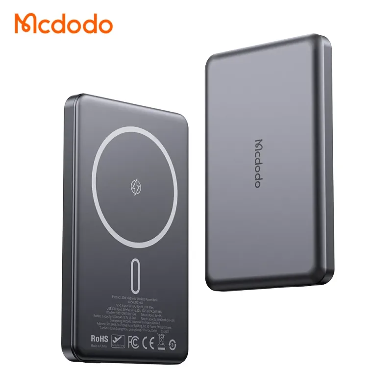 Power Bank Mcdodo 5000mAh MagSafe 20W Ultra Fino - Cor:Preto