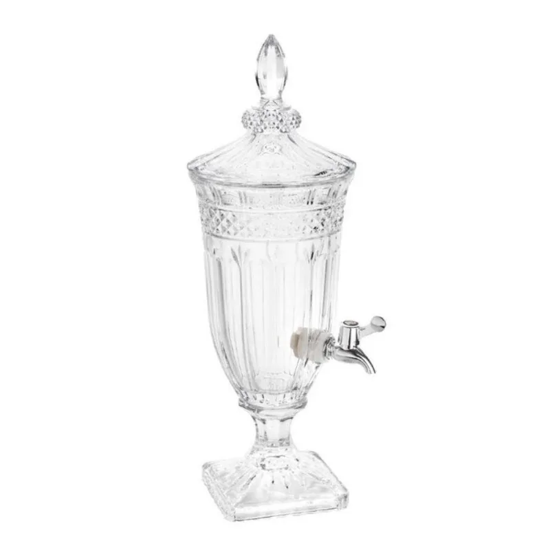 Suqueira De Cristal Dispenser De Bebidas Vidro 2 Litros Com Torneira Luxo Vintage