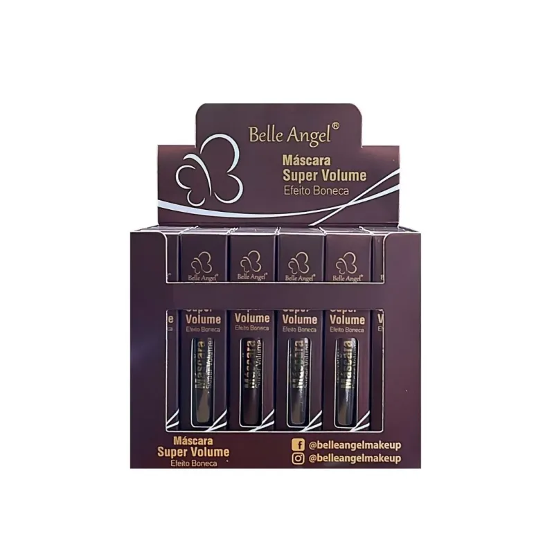 Máscara de Cílios Marrom Super Volume Efeito Boneca C/24 Unid - Belle Angel (B039-1)