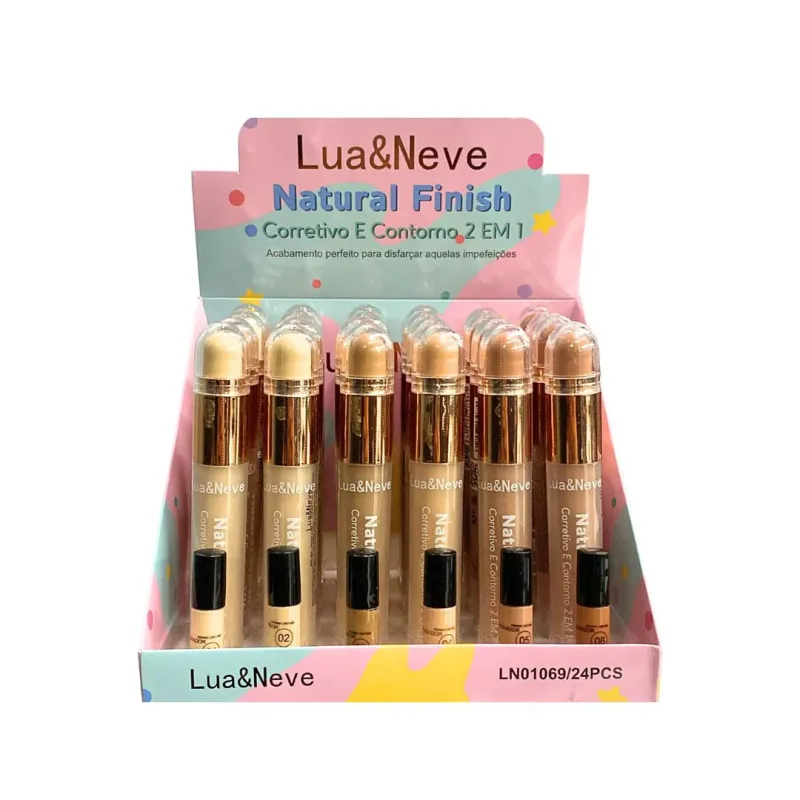 Corretivo e Contorno 2 em 1 Natural Finish C/24 Unid - Lua e Neve (LN01069)