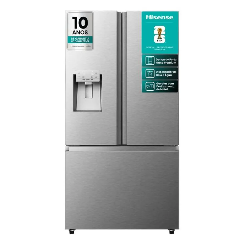 Geladeira Hisense French Door Inox 612L Inverter Frost Free RF-79W2AIQS Geladeira Hisense French Door Inox 612L Inverter Frost Free - RF-79W1AIQS