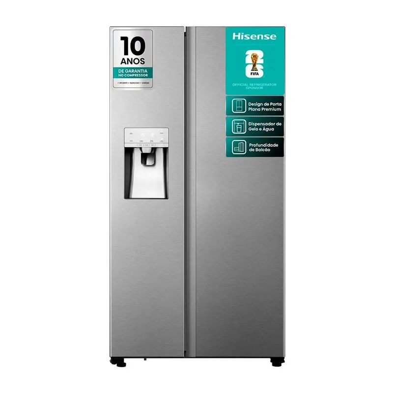 Geladeira Hisense Side By Side Inox 533L Inverter Frost Free RS-69W
