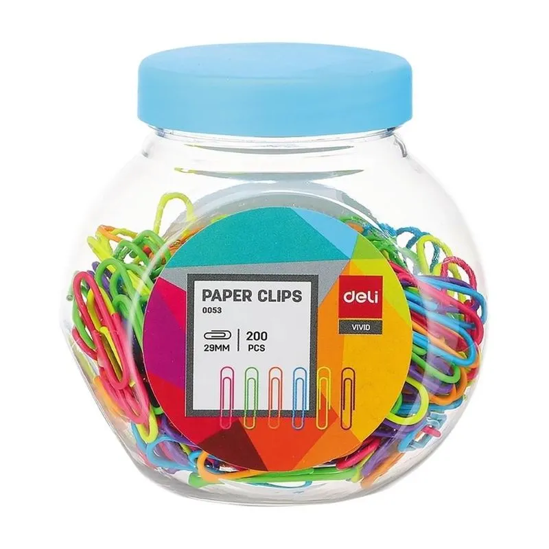 Clips Deli 200 Peças 6 Cores 9707 (MP)
