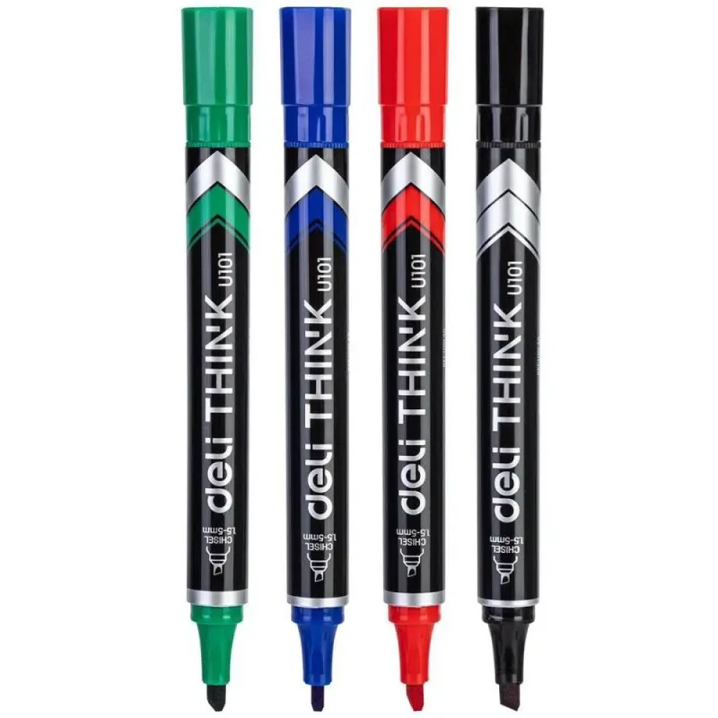 Pincel Marcador Permanente Ponta Chanfrada 4 Cores Blister
