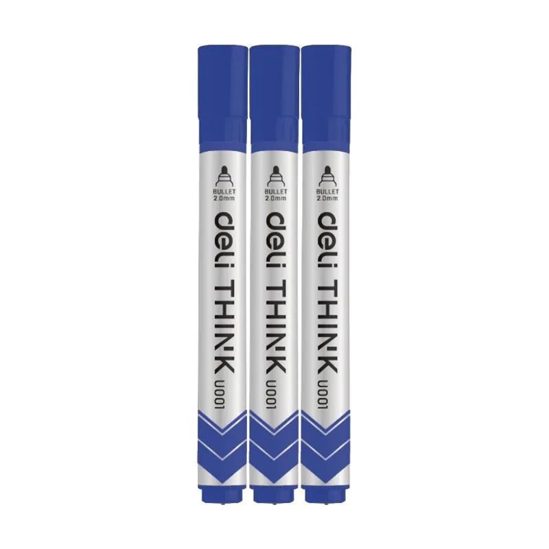 Marcador De Quadro Branco Deli Ponta Redonda 2,0mm Azul - Embalagem Com 12 Unidades