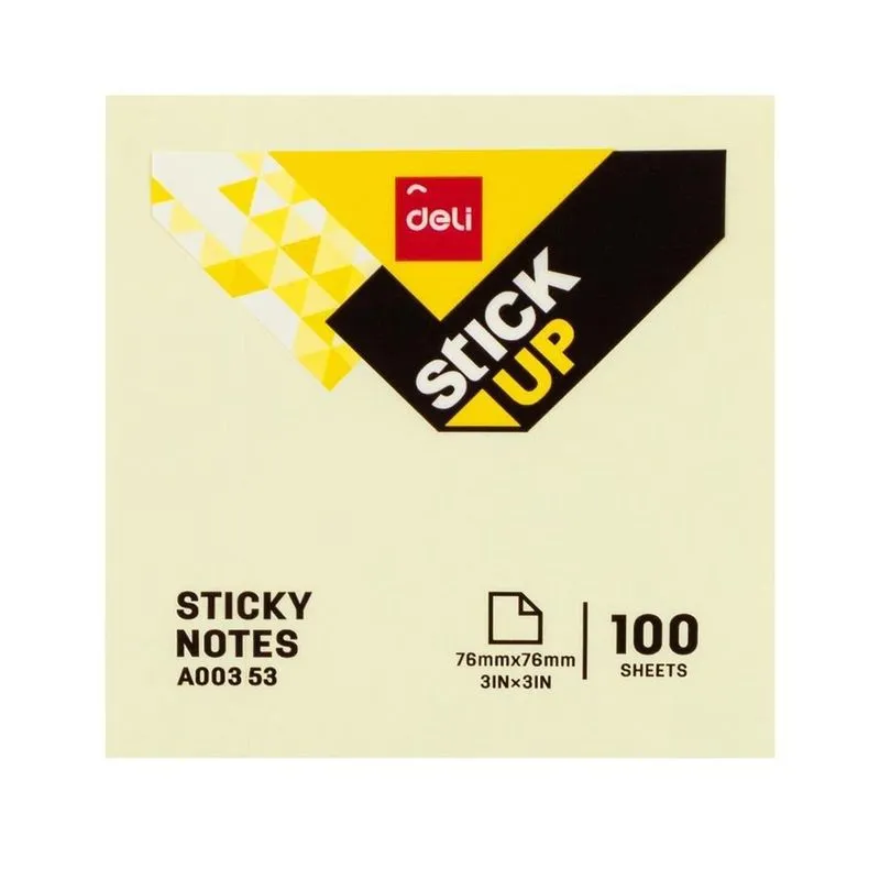 Notas Adesivas Deli 76x76mm Amarelo 100 Folhas Embalagem Com 12 Unidades